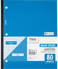 Mead Quad Wireless Neatbook Notebook - Letter - 80 Sheets - Both Side Ruling Surface - Letter - 8 1/2" x 11" - White Paper - Micro Perforated - 1 Each