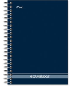 Mead Fashion Wire Bound Notebook - 140 Sheets - Wire Bound - 0.28" Ruled - 5" x 7" - White Paper - NavyCardboard Cover - Pocket, Perforated - 1 Each