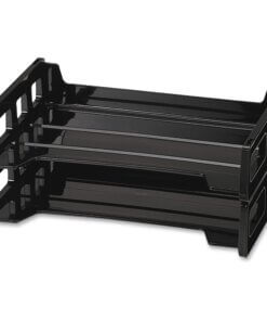 Officemate Side Load Letter Tray - 2.8" Height x 13.2" Width x 9" Depth - Desktop - Stackable, Durable - Black - Plastic - 2 / Pack