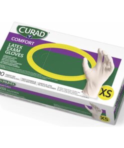 Curad Powder Free Latex Exam Gloves - X-Small Size - White - Powder-free, Textured - For Healthcare Working - 100 / Box