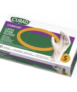 Curad Powder Free Latex Exam Gloves - Small Size - White - Powder-free, Textured - For Healthcare Working - 100 / Box