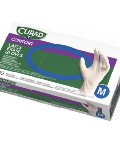 Curad Powder Free Latex Exam Gloves - Medium Size - White - Powder-free, Textured - For Healthcare Working - 100 / Box
