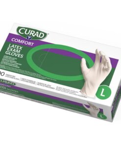 Curad Powder Free Latex Exam Gloves - Large Size - White - Powder-free, Textured - For Healthcare Working - 100 / Box