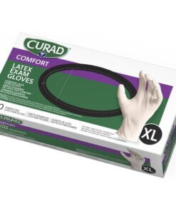 Curad Powder Free Latex Exam Gloves - X-Large Size - White - Powder-free, Textured - For Healthcare Working - 90 / Box