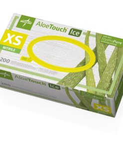 Medline Aloetouch Ice Nitrile Gloves - X-Small Size - Latex-free, Textured, Powder-free - For Healthcare Working - 200 / Box
