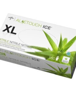 Medline Aloetouch Ice Nitrile Gloves - X-Large Size - Latex-free, Textured, Powder-free - For Healthcare Working - 180 / Box