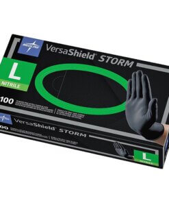 Medline Venom Nonsterile Nitrile Glove - Large Size - Black - Textured, Latex-free, Powder-free - For Healthcare Working - 100 / Box