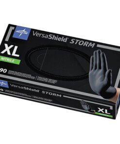 Medline STORM Nonsterile Exam Gloves - X-Large Size - Black - Textured, Latex-free, Powder-free - For Healthcare Working - 90 / Box