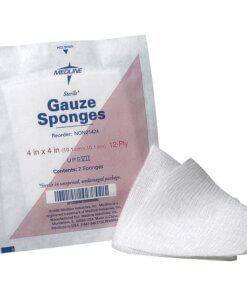 Medline Sterile 12 Ply Cotton Gauze Sponges - 12 Ply - 4" x 4" - 50/Box - White