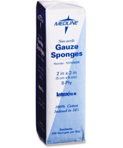 Medline Nonsterile Woven Gauze Sponges - 8 Ply - 2" x 2" - 200/Box - White