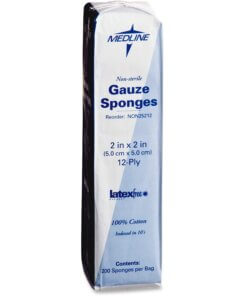 Medline Nonsterile Woven Gauze Sponges - 12 Ply - 2" x 2" - 200/Box - White