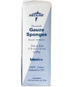 Medline Nonsterile Woven Gauze Sponges - 12 Ply - 3" x 3" - 200/Box - White
