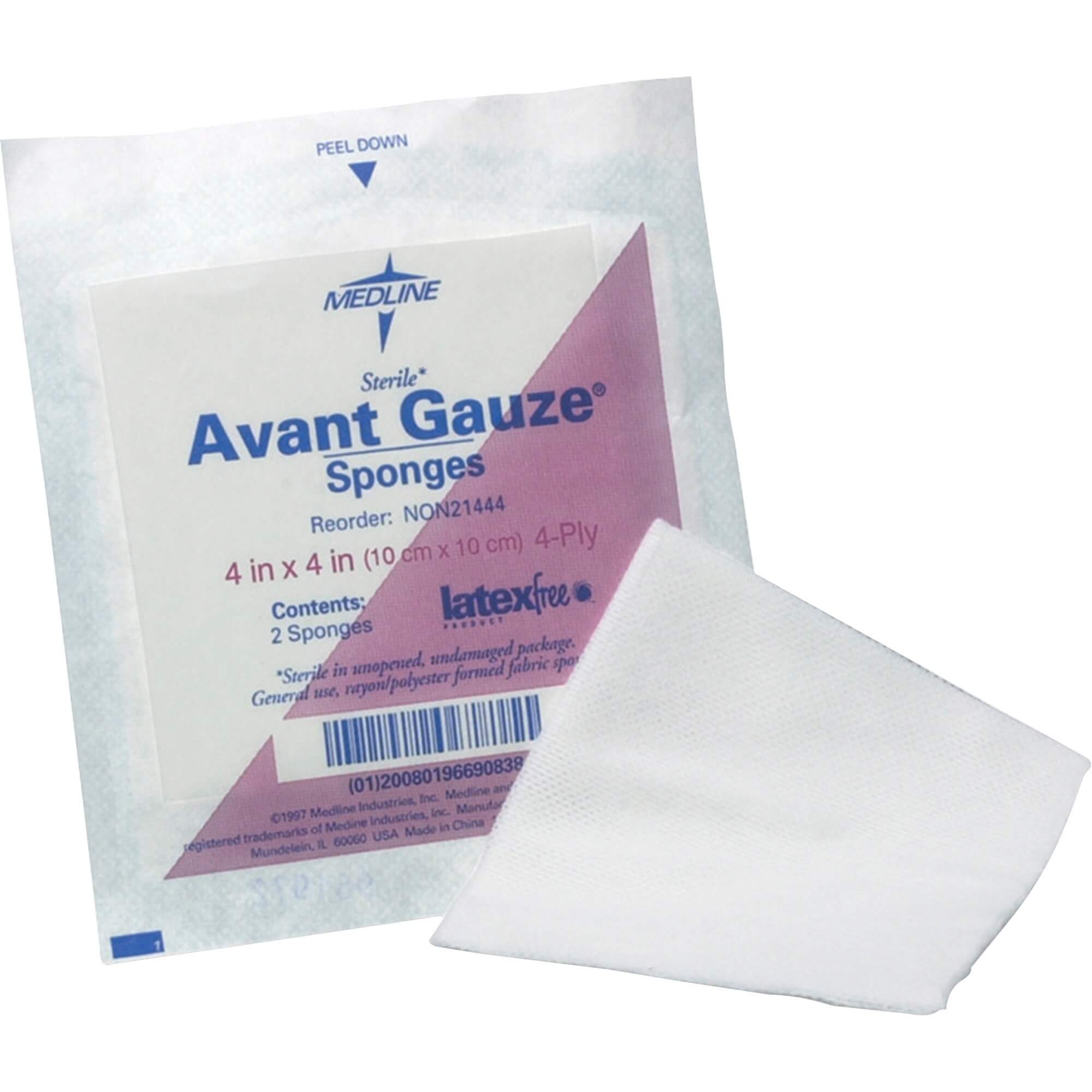 Medline Avant Nonsterile Gauze Nonwoven Sponges - 4 Ply - 3" x 3" - 200/Box - White