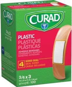 Medline Plastic Adhesive Bandages - 0.75" x 3" - 100/Box - Tan