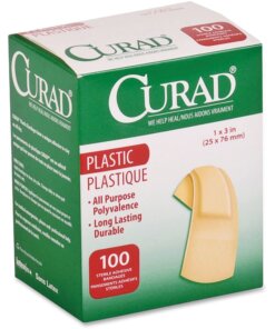 Medline Plastic Adhesive Bandages - 1" x 3" - 100/Box - Tan