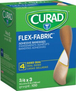 Medline Comfort Cloth Adhesive Fabric Bandages - 0.75" x 3" - 100/Box - Tan