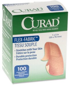 Medline Comfort Cloth Adhesive Fabric Bandages - 1" x 3" - 100/Box - Tan