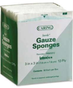 Medline Sterile Gauze Sponges - 12 Ply - 3" x 3" - 80/Box - White