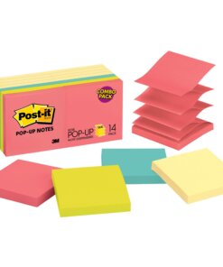 Post-it&reg; Dispenser Notes - Poptimistic Color Collection and Canary Yellow - 1400 - 3" x 3" - Square - 100 Sheets per Pad - Unruled - Pink, Blue, Green, Yellow - Paper - Self-adhesive, Repositionable - 14 / Pack