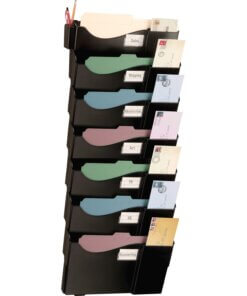 Officemate Grande Central Wall Filing System - 7 Pocket(s) - 38.3" Height x 16.6" Width x 4.8" Depth - Black - 1 / Pack