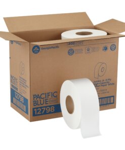 Pacific Blue Basic Jumbo Jr. High-Capacity Toilet Paper - 2 Ply - 3.50" x 1000 ft - White - Fiber - Chlorine-free - For Multipurpose - 8 / Carton