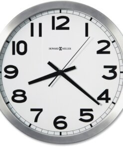 Howard Miller Spokane Wall Clock - Analog - Quartz - White Main Dial - Brushed Aluminum/Metal Case, Silver