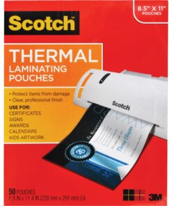 Scotch Thermal Laminating Pouches - Sheet Size Supported: Letter 8.50" Width x 11" Length - Laminating Pouch/Sheet Size: 9" Width x 11.50" Length x 3 mil Thickness - Glossy - for Photo, Document, Schedule, Presentation, Phone List, Certificate, Sign, Award, Calendar, Artwork - Double Sided, Photo-safe - Clear - 50 / Pack