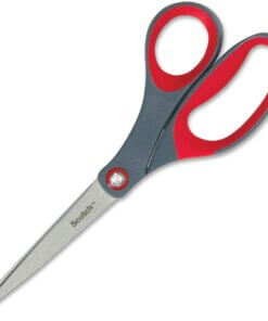 Scotch Precision Scissors - Straight Handles - 8" Overall Length - Left/Right - Stainless Steel - Red, Gray - 1 Each