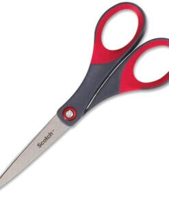 Scotch Precision Scissors - Straight Handles - 7" Overall Length - Left/Right - Stainless Steel - Red, Gray - 1 Each