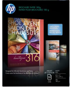 HP Matte Inkjet Brochure Paper - White - 103 Brightness - Letter - 8 1/2" x 11" - 48 lb Basis Weight - Matte - 1 / Pack - Heavyweight, Double-sided