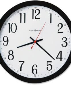 Howard Miller Gallery Wall Clock - Analog - Quartz - White Main Dial - Black/Plastic Case, Red - Black Finish