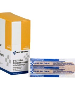 First Aid Only 1"x3" Fabric Bandages - 1" x 3" - 50/Box - White - Fabric