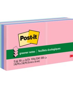 Post-it&reg; Greener Dispenser Notes - Sweet Sprinkles Color Collection - 1200 - 3" x 3" - Square - 100 Sheets per Pad - Unruled - Positively Pink, Fresh Mint, Moonstone - Paper - Repositionable, Pop-up - 12 / Pack