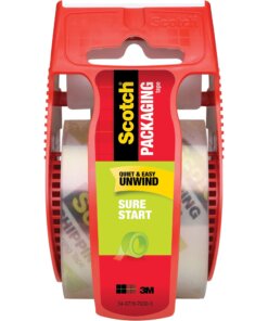 Scotch Sure Start Easy Unwind Packaging Tape - 22.20 yd Length x 1.88" Width - 2.6 mil Thickness - 1.50" Dia - 1.50" Core - Synthetic Rubber Backing - Dispenser Included - Handheld Dispenser - 1 / Roll - Clear
