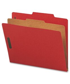 Nature Saver Letter Recycled Classification Folder - 8 1/2" x 11" - 2" Fastener Capacity for Folder - 1 Divider(s) - Bright Red - 100% Recycled - 10 / Box