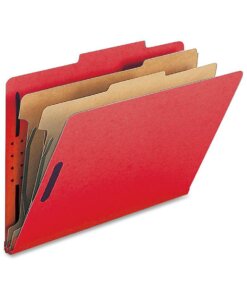 Nature Saver Legal Recycled Classification Folder - 8 1/2" x 14" - 2" Fastener Capacity for Folder - 2 Divider(s) - Bright Red - 100% Recycled - 10 / Box