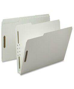 Nature Saver 1/3 Tab Cut Letter Recycled Fastener Folder - 8 1/2" x 11" - 2" Expansion - 2 Fastener(s) - 2" Fastener Capacity for Folder - Top Tab Location - Assorted Position Tab Position - Pressboard, Tyvek - Gray/Green - 100% Recycled - 25 / Box