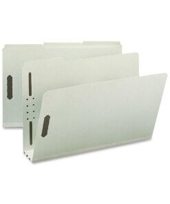 Nature Saver 1/3 Tab Cut Legal Recycled Fastener Folder - 8 1/2" x 14" - 3" Expansion - 2 Fastener(s) - 2" Fastener Capacity for Folder - Top Tab Location - Assorted Position Tab Position - Pressboard, Tyvek - Gray/Green - 100% Recycled - 25 / Box