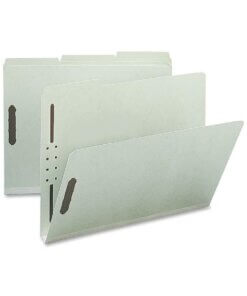 Nature Saver 1/3 Tab Cut Letter Recycled Fastener Folder - 8 1/2" x 11" - 1" Expansion - 2 Fastener(s) - 2" Fastener Capacity for Folder - Top Tab Location - Assorted Position Tab Position - Pressboard, Tyvek - Gray/Green - 100% Recycled - 25 / Box