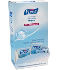 PURELL&reg; Cottony Soft Sanitizing Wipes - 5" x 7" - White - Soft, Moist, Textured, Individually Wrapped - For Hand - 120 Per Box - 120 / Box