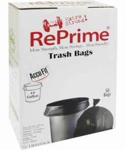 Heritage RePrime AccuFit 44-gal Can Liners - 44 gal Capacity - 37" Width x 50" Length - 0.90 mil (23 Micron) Thickness - Low Density - Black - Linear Low-Density Polyethylene (LLDPE) - 50/Box - Garbage
