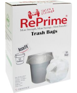 Heritage AccuFit RePrime Can Liners - 55 gal Capacity - 40" Width x 53" Length - 0.90 mil (23 Micron) Thickness - Low Density - Clear - Linear Low-Density Polyethylene (LLDPE) - 50/Box - Garbage