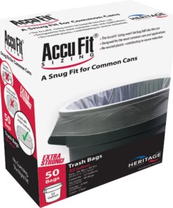 Heritage Accufit Reprime 32 Gallon Can Liners - 32 gal Capacity - 33" Width x 44" Length - 0.90 mil (23 Micron) Thickness - Low Density - Clear - Linear Low-Density Polyethylene (LLDPE) - 50/Box - Garbage