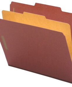 Nature Saver 2/5 Tab Cut Legal Recycled Classification Folder - 8 1/2" x 14" - 4 Fastener(s) - 2" Fastener Capacity for Folder, 1" Fastener Capacity for Divider - 1 Divider(s) - Pressboard - Red - 100% Recycled - 10 / Box