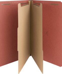 Nature Saver 2/5 Tab Cut Legal Recycled Classification Folder - 8 1/2" x 14" - 6 Fastener(s) - 2" Fastener Capacity for Folder, 1" Fastener Capacity for Divider - 2 Divider(s) - Pressboard - Red - 100% Recycled - 10 / Box
