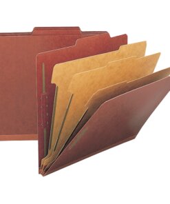 Nature Saver 2/5 Tab Cut Legal Recycled Classification Folder - 8 1/2" x 14" - 8 Fastener(s) - 2" Fastener Capacity for Folder, 1" Fastener Capacity for Divider - 3 Divider(s) - Pressboard - Red - 100% Recycled - 10 / Box