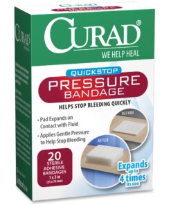 Curad Pressure Adhesive Bandage - 1" x 2.75" - 100/Box - Green