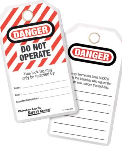 Master Lock Heavy-duty English Tags - 5.75" Length x 3" Width - Rectangular - 12 / Pack - Red