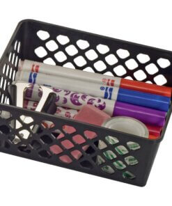 Officemate Supply Baskets - 2.4" Height x 6.1" Width x 5" Depth - Black - Plastic