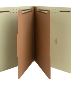 Nature Saver 2/5 Tab Cut Letter Recycled Classification Folder - 8 1/2" x 11" - 2" Expansion - Prong K Style Fastener - 2" Fastener Capacity for Folder, 1" Fastener Capacity for Divider - 2 Divider(s) - Fiberboard, Pressboard, Tyvek - Gray/Green - 100% Recycled - 10 / Box